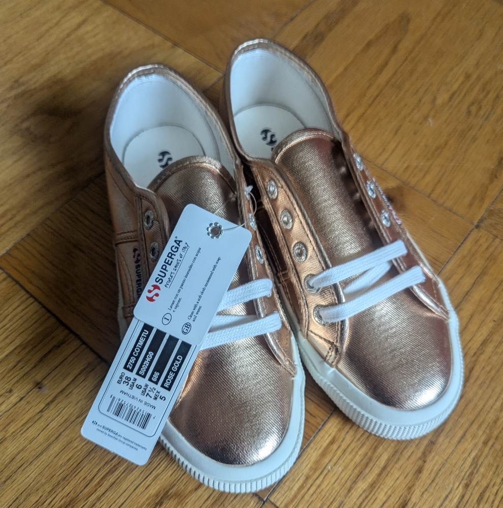 Superga Rose Gold Leather Sneakers